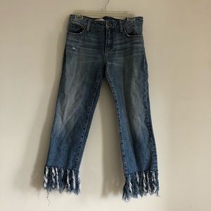 Anthropologie Frayed Jeans Light Wash Mid Rise 27
